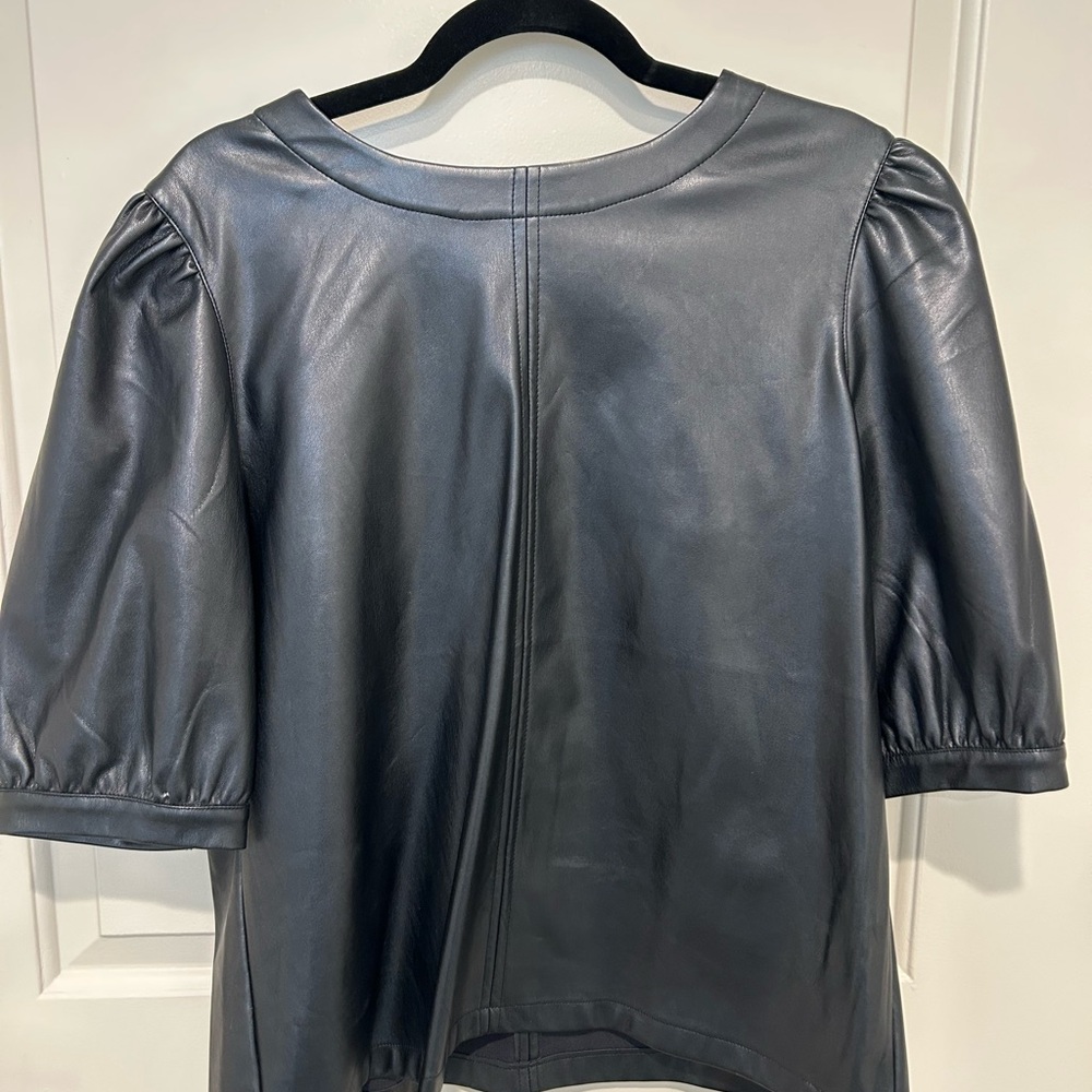 BB Dakota Steve Madden Faux Leather Puff Sleeve Top - Picture 2 of 3